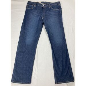 Levi's 501 Blue Dark Wash Button Fly Straight Leg Original Fit Jean Mens 42 x 32